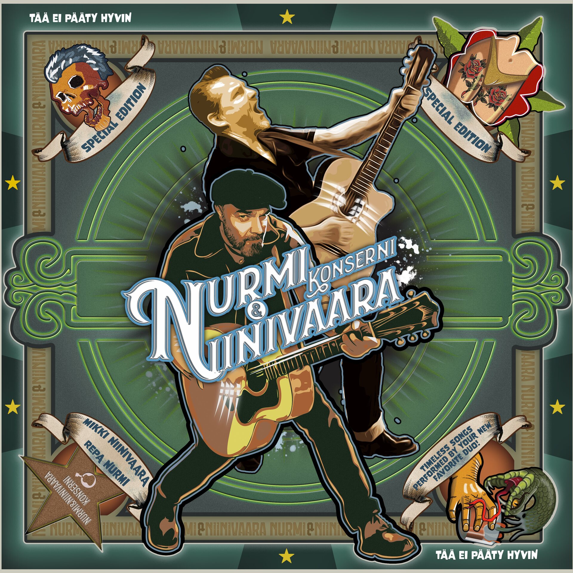 Nurmi & Niinivaara Konserni – Tää Ei Pääty Hyvin LP+CD (Lime Vinyl)