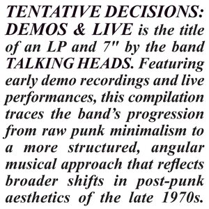 Talking Heads – Tentative Decisions: Demos & Live LP+7" Coloured Vinyl