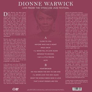 Dionne Warwick – Live From The Syracuse Jazz Festival LP Coloured Vinyl
