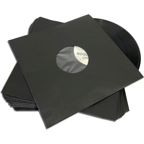 Protected 25cm/10inch record cover paper black lined 50kpl